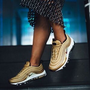 NWT Nike Air Max 97 og metallic gold/varsity red Womens shoes. Size 7 1/2